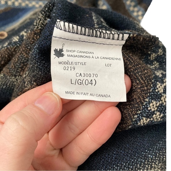 Vintage striped geometric Aztec wool blend woven flannel button down shirt - Picture 9 of 11